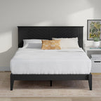 Serene Farmhouse Style Wood Bed in Full Size with Horizontal Scoring Headboard, Coastal Modern Design, Sturdy, Easy Assembly, Ample Underbed Storage, Black