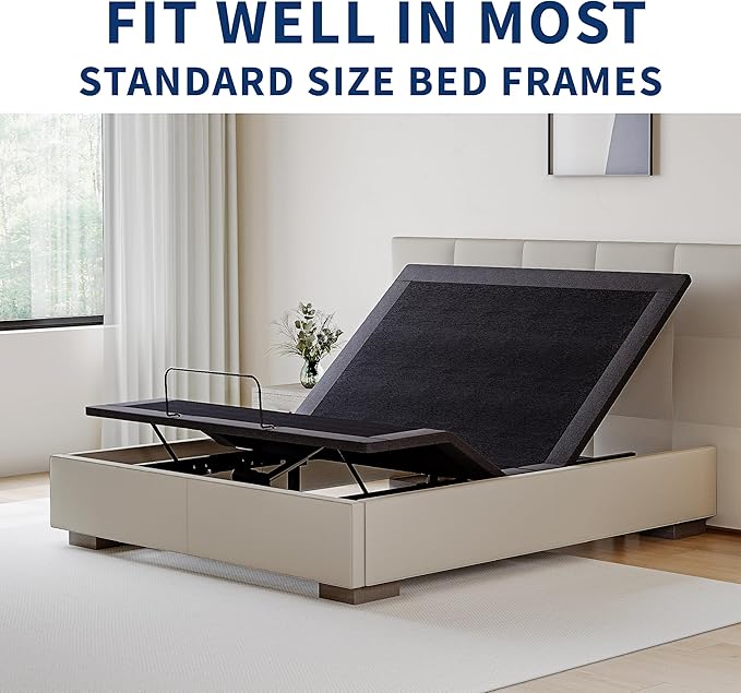 Twin XL Adjustable Bed Base Frame,Electric Bed with Head and Foot Incline, Soft Cover & Zero Gravity & Wireless Remote with Backlight, 80"×38"×12",Black