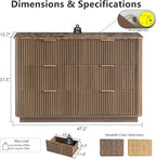 win2win 6 Drawer Dresser, Mid Century Modern Dresser with Storage, 47" Wide Fluted Chest of Drawers with Faux Marble Top, Dressers TV Stand, Drawers Organizer for Bedroom, Living Room, Hallway Walnut