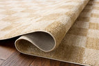 Loloi Chris Loves Julia Calvin Collection CLV-01 Wheat/Ivory 2'-3" x 3'-10" Accent Rug Checkered Neutral Soft Living Room Bedroom Carpet