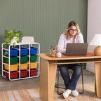 ECR4Kids 4-Tier Storage Rack with 12 Cubby Bins 4x3, Multipurpose Organization, Primary