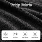 135" Modular Sectional Couch, 4-Seater with Throw Pillows Modern Teddy Fabric Foam Boneless Sofa for Living Room, Oversized with Deep Seat, No Assembly Required,Black