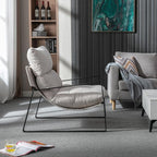 HEAH-YO Modern Accent Chair Set of 1, Comfy Living Room Chair with Removable Cushion and Solid Metal Frame, Chenille Fabric Reading Side Chair for Bedroom, White