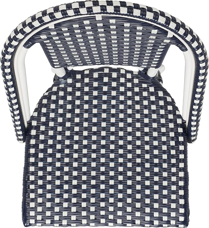 SAFAVIEH Outdoor Collection California Navy/White/White Bistro Side Chair Set of 2 (Fully Assembled)