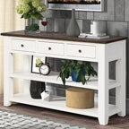 LKTART Solid Wood Console Table,Sofa Table with Storage Drawers and Bottom Shelf,Entryway Table for Entry Hallway Foyer Sofa Couch Table,Easy Assembled (48.8" Antique White)