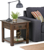 SIMPLIHOME Monroe SOLID ACACIA WOOD 22 inch Wide Square Rustic End Side Table in Distressed Charcoal Brown for the Living Room and Bedroom