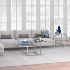 Henn&Hart 43" Wide Square Coffee Table in Nickel, Modern coffee tables for living room, studio apartment essentials