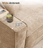 WILLOVE Modular Sectional Sofa Set, Chenille Cloud Couch with Wide Armrests & 8 Pillows, Deep Seat Couches for Living Room, 4-Seater Khaki