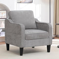 Accent Chair for Living Room, Mid Century Modern Reading Chair for Bedroom, Upholstered Armchair with Side Pockets, Comfy Single Sofa Side Chair for Office, Apartment, Small Room, Light Grey