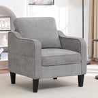 Accent Chair for Living Room, Mid Century Modern Reading Chair for Bedroom, Upholstered Armchair with Side Pockets, Comfy Single Sofa Side Chair for Office, Apartment, Small Room, Light Grey