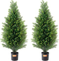 VEVOR Artificial Topiary Cedar Tree, 36 inch Tall (2 Pieces), with Extra Leaves & Pot Faux Evergreen Fake Pine Cypress Trees Plant, UV Rated Artificial Greenery Set for Home Decor Indoor/Outdoor