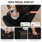 103'' Boneless Corduroy L Shaped Couch, 3 Seat Modular Sectional Deep Seat Sofa with Chaise Lounge, No Assembly Cloud Lounge Sleeper Sofa, Black