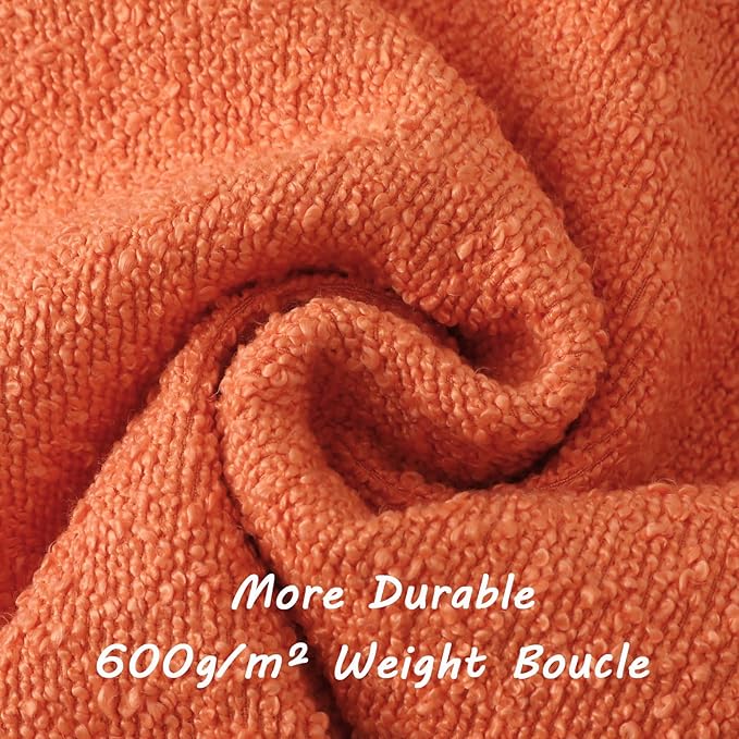 FUTEI Pack of 2 Orange Decorative Throw Pillow Covers 22x22 Inch Soft Cozy Solid Boucle Textured Cushion Case,Modern Home Decor for Couch Bed Living Room