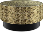SIMPLIHOME Montrose Metal Coffee Table - 30 inch Wide Solid Iron Round Living Room Table in Antique Gold and Black, Modern Industrial Cocktail Table for Lounge with Hand-Hammered Texture, Assembled