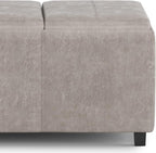 SIMPLIHOME Avalon 42 inch Wide Contemporary Rectangle Storage Ottoman in Distressed Grey Taupe Vegan Faux Leather, Assembled, for the Living Room, Entryway and Family Room