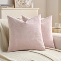 FUTEI Pink Velvet Throw Pillow Covers 20x20 Inch Set of 2,Soft Embossed Leaf-Relief Textured Cushion Cases,Natural Home Decor for Couch Living Room