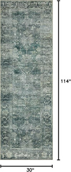 Loloi Magnolia Home by Joanna Gaines Banks Collection BAN-03 Blue/Lagoon 2'-6" x 9'-6", .13" Pile Height, Machine Washable, Runner Rug