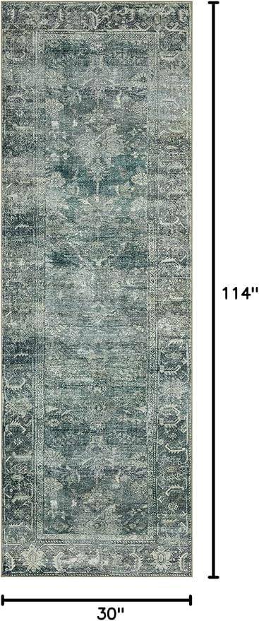 Loloi Magnolia Home by Joanna Gaines Banks Collection BAN-03 Blue/Lagoon 2'-6" x 9'-6", .13" Pile Height, Machine Washable, Runner Rug