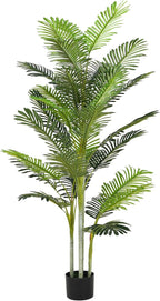Christopher Knight Home Alene Set of 2 78.5''H Artificial Tree Indoor, Artificial Palm Tree with Nursery Pot, Tropical Style Faux Tree with Black Plastic Pot, Artificial Plant for Home Decor, Green