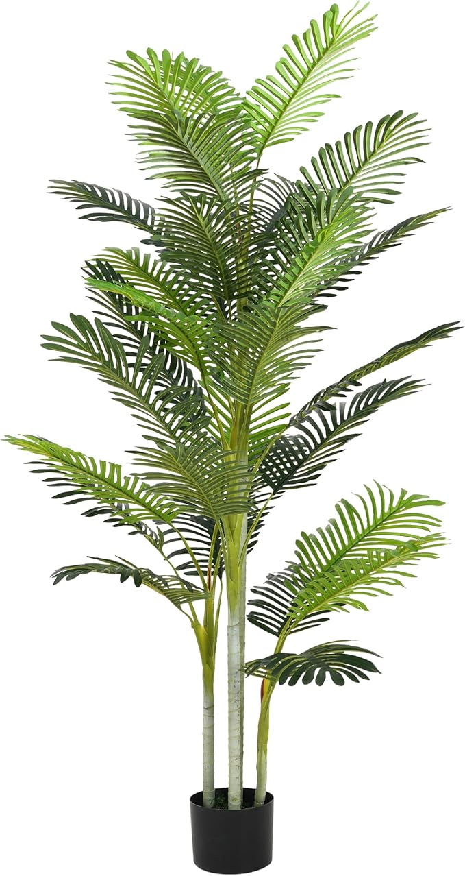 Christopher Knight Home Alene Set of 2 78.5''H Artificial Tree Indoor, Artificial Palm Tree with Nursery Pot, Tropical Style Faux Tree with Black Plastic Pot, Artificial Plant for Home Decor, Green