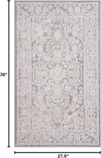 SAFAVIEH Reflection Collection Accent Rug - 2'3" x 3', Light Grey & Cream, , Non-Shedding & Easy Cleaning, Ideal for Foyer, Living Room, Bedroom (RFT665C)