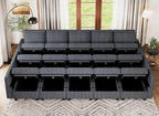 Belffin Large 15 Seat Modular Sectional Sofa with Storage Seat Corduroy Sleeper Sectional Sofa Bed Oversized Convertible Modular Couch for Living Room Dark Grey