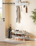 SONGMICS Shoe Rack, 2-Tier Shoe Organizer, Metal Storage Shelf, Upright or Upside Down, for 12-15 Pairs, Stackable, for Entryway, 11.8 x 36.2 x 13.4 Inches, Gray ULSA012G01