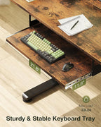 Casaottima Electric Standing Desk with Keyboard Tray, 40 Inch Height Adjustable Small Table, Sit Stand Table, Writing Computer Desk for Home, Office, Workstation, Rustic Brown