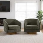 Lumibee Swivel Accent Chairs Set of 2, Chenille Fabric Swivel Barrel Chairs for Living Room, Modern Comfy Upholstered Round Armchairs Single Sofa Chairs for Bedroom, Club-Tan