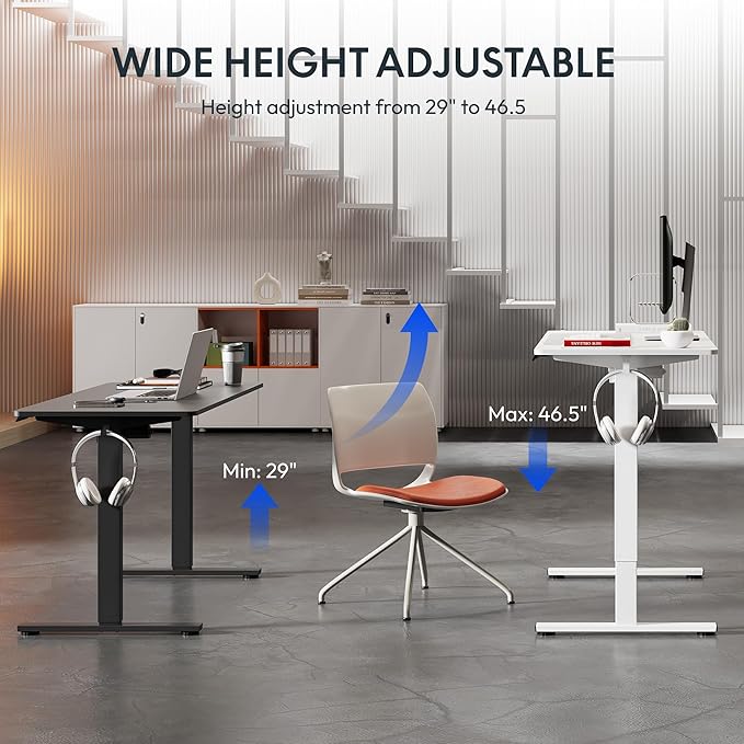 FLEXISPOT Standing Desk Electric Height Adjustable Desk with 40 x 24 Inch Splice Board, Home Office Computer Workstation, Black Top + Black Frame