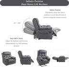Big Man Power Lift Recliner for Elderly Adults 28 Inch Wide Seat, Lay Flat Lift Chair with Heat Massage, Flip Arm Storage Cup Holders, USB Type C Charging (Grey Chenille)