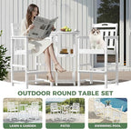 HDPE Outdoor Patio Tall Bar Chair, All-Weather Bar Height Balcony Adirondack Stools for Bistro, Garden, Backyard, Deck | White