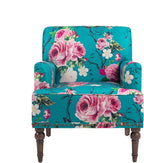 UIXE Floral Accent Chair, Living Room Arm Chairs Modern Nailhead Trim Club Armchair with Wood Legs, Comfy Upholstered Sofa Lounge Seat Reading Seat Bedroom Side Seating for Home Office