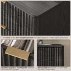 63'' Wide 9 Drawers Dresser for Bedroom,Modern Fluted Vertical Chest with Rounded Corners,Fluted Dresser for Living Room,Hallway, Black
