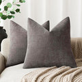 Foindtower Pack of 2 Soft Textured Throw Decorative Pillow Covers Square Accent Solid Cushion Cover Cozy Farmhouse Pillow Case with Zipper for Couch Sofa Bedroom Living Room 18x18 Inch, Charcoal