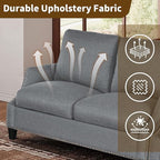 3 Piece 6-Seater Living Room Sofa Set, Modern Upholstered 3-Seater Sofa, Loveseat & Armchair, Handmade Nailhead Trim, Ergonomic Deep-Seat Couch for Living Room, Bedroom, Apartment, Gray
