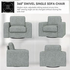 Swivel Accent Sofa Chair, Modern Comfy Oversized Upholstered Cushion Back Armchair in Linen 1pcs for Living Room, Bedroom, Reading Room(Gray)