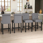 GOTMINSI 24 Inch Bar Stools for Kitchen Island, Set of 2 Fabric Barstools Upholstered Back Counter Bar Stools with Button Tufted Decoration Leisure Style Wooden Bar Chairs(Grey)