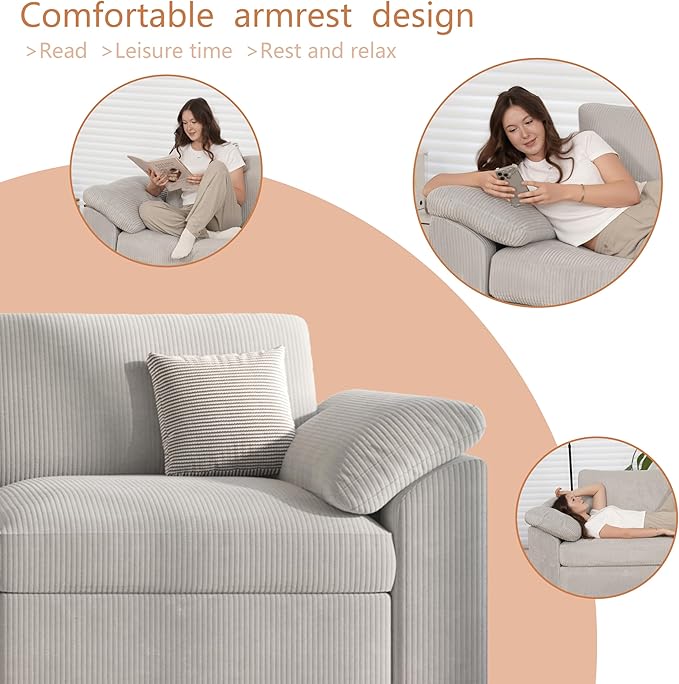 EASE MOOSE Oversized Sectional Modular Sofa,Large U Shape Sectional Couch Wide Deep Seat Modular Cloud Couch,Removable Cover,Light Gray
