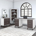 Bush Furniture 2 Drawer Lateral File Cabinet, Letter and Legal-Size Document Storage for Home or Professional Office, Somerset Collection, White and Storm Gray