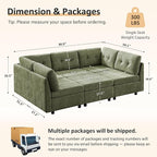 VANOMi 5 Seat Cloud Couches for Living Room with Ottoman, Convertible Modular Sectional Sofa Bed, Chenille Cloud Sofas & Couches for Apartment, Office, Olive Green, Sofa Bed