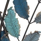 Deco 79 Metal Leaf Home Wall Decor Wall Sculpture with Gold Accents, Wall Art 15" x 1" x 32", Blue