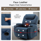 Recliner Chair, Rocking Chair with Heat and Massage, Swivel Recliner Chairs for Adults, Rocker Manual Recliner with Remote Control and Cup Holder for Living Room, Bedroom