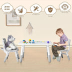 Adjustable Kids Table Chairs Set – Graffiti Desktop, Multi-Activity Height-Adjustable Toddler Study Desk for Ages 3-8 – Ideal for Home, Classroom, Daycare (B-Gray, 2 Chairs-31.5" L x 23.6" W)