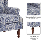 Accent Chair, Upholstered High Back Floral Armchair with Nailhead Trim & Wood Legs, Comfy Wingback Reading Single Sofa Chair for Small Spaces, Living Room, Bedroom ( Navy Blue Floral, Set of 1)