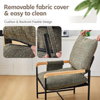 CLIPOP Modern Accent Chair, Modica Fabric Comfy Reading Chair with Wood Arms, Removable Cover, Side Pocket, Soft Cushion, Leisure Living Room Armchair for Bedroom, Home Office, Green