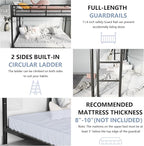 SUNLEI Metal Bunk Beds with Double Secured Ladders, Twin Bunk Bed with Surrounded Safety Guardrails, Space Saver Twin Beds, Noise Free for Small Bedroom, with Trundle Function, Black