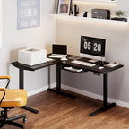 SANODESK L Shaped Electric Standing Desk with Drawer, 63 Inch Ergonomic Adjustable Height Desk with Storage, Corner Desk Sit Stand up Computer Table for Work Office Home, Black