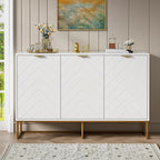 Scurrty Sideboard Buffet Cabinet with Adjustable Shelf, Storage Buffet with 3 Doors (White)
