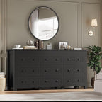 9-Drawer Dresser, Modern Wooden Storage Chest of Drawers, Dresser TV Stand, Wood Drawer Organizer with Metal Handles for Bedroom, Living Room, Hallway